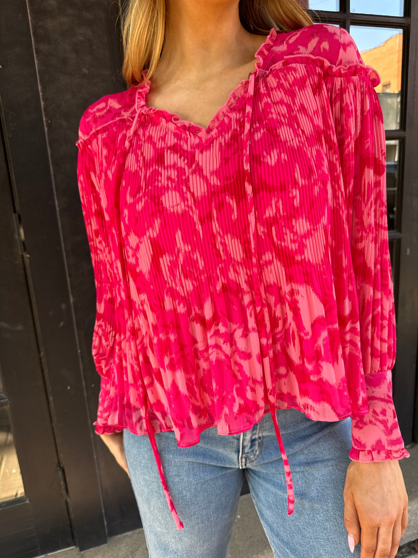 ROSE PRINTED LONG SLEEVE TOP