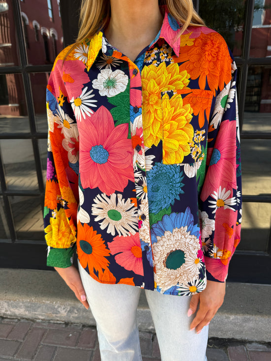 FLORAL BUTTON UP LONG SLEEVE