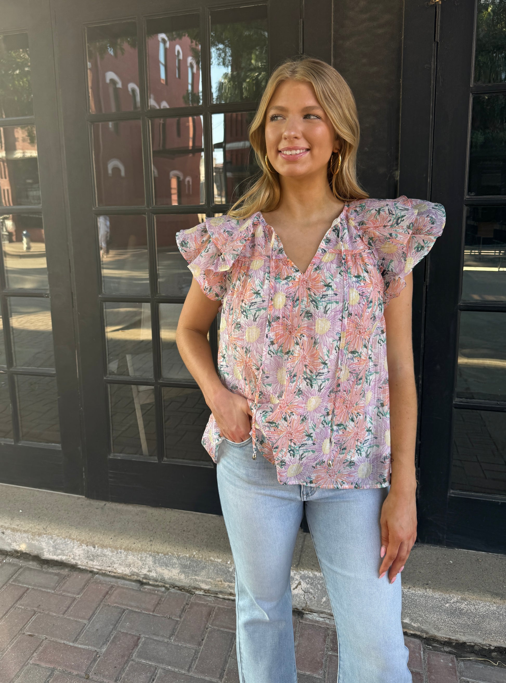 FLORAL RUFFLE TOP