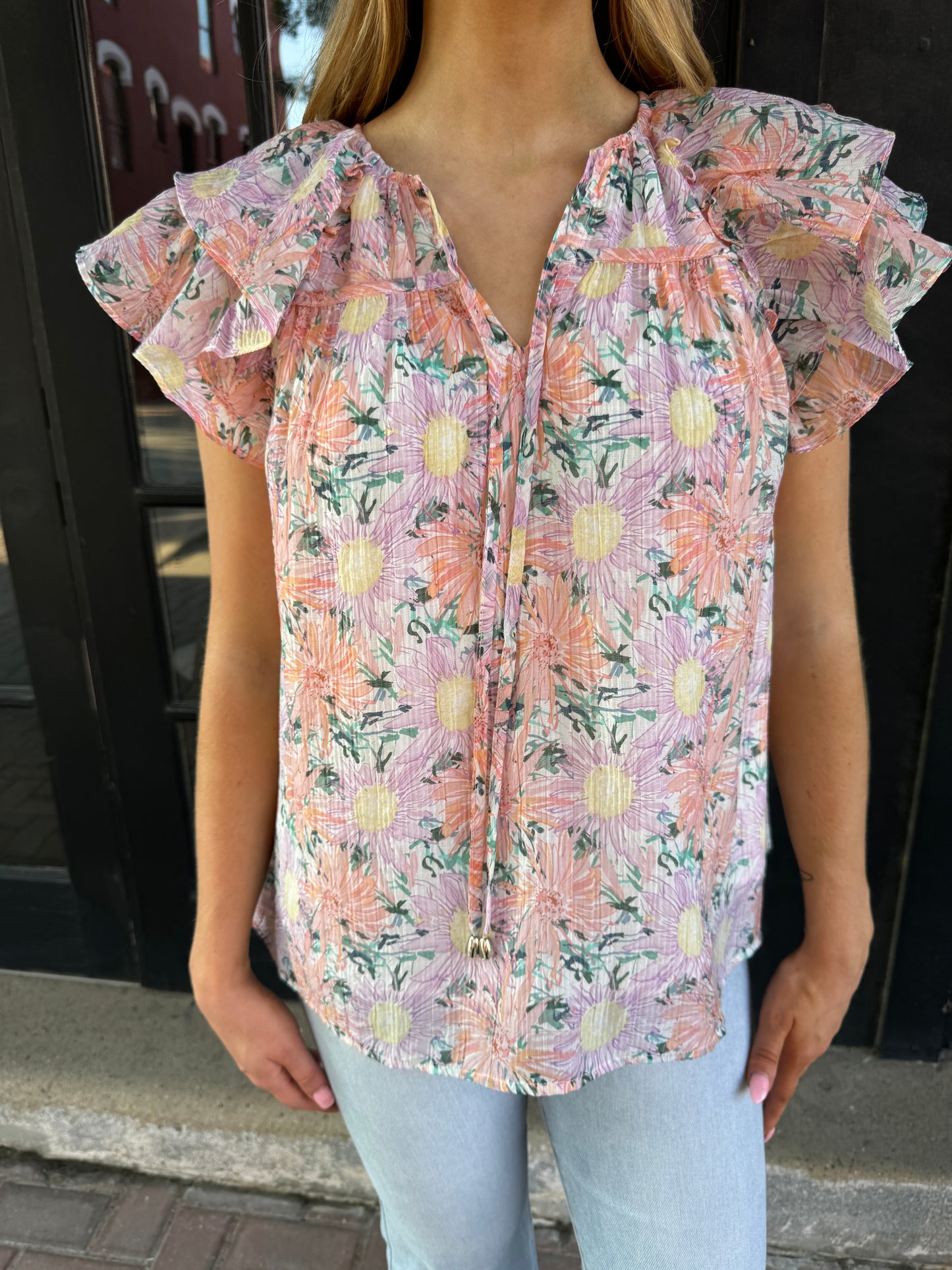 FLORAL RUFFLE TOP