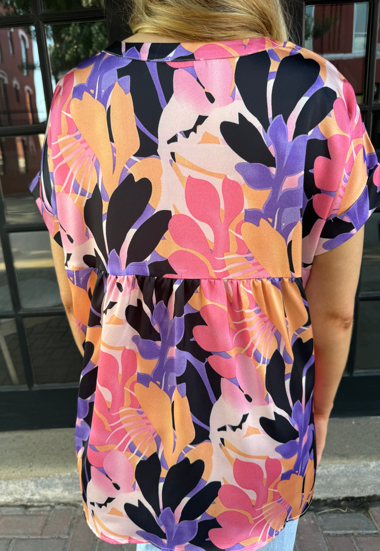 VNECK FLORAL PRINTED TOP