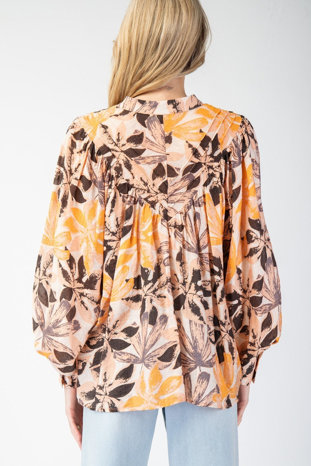 Autumn Bloom Floral Balloon sleeve top