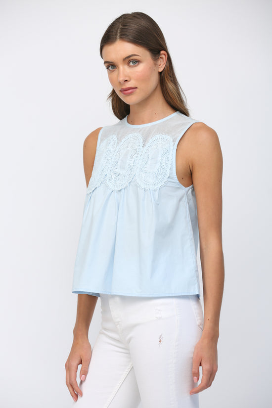 MESH APPLIQUE SLEEVLESS TOP