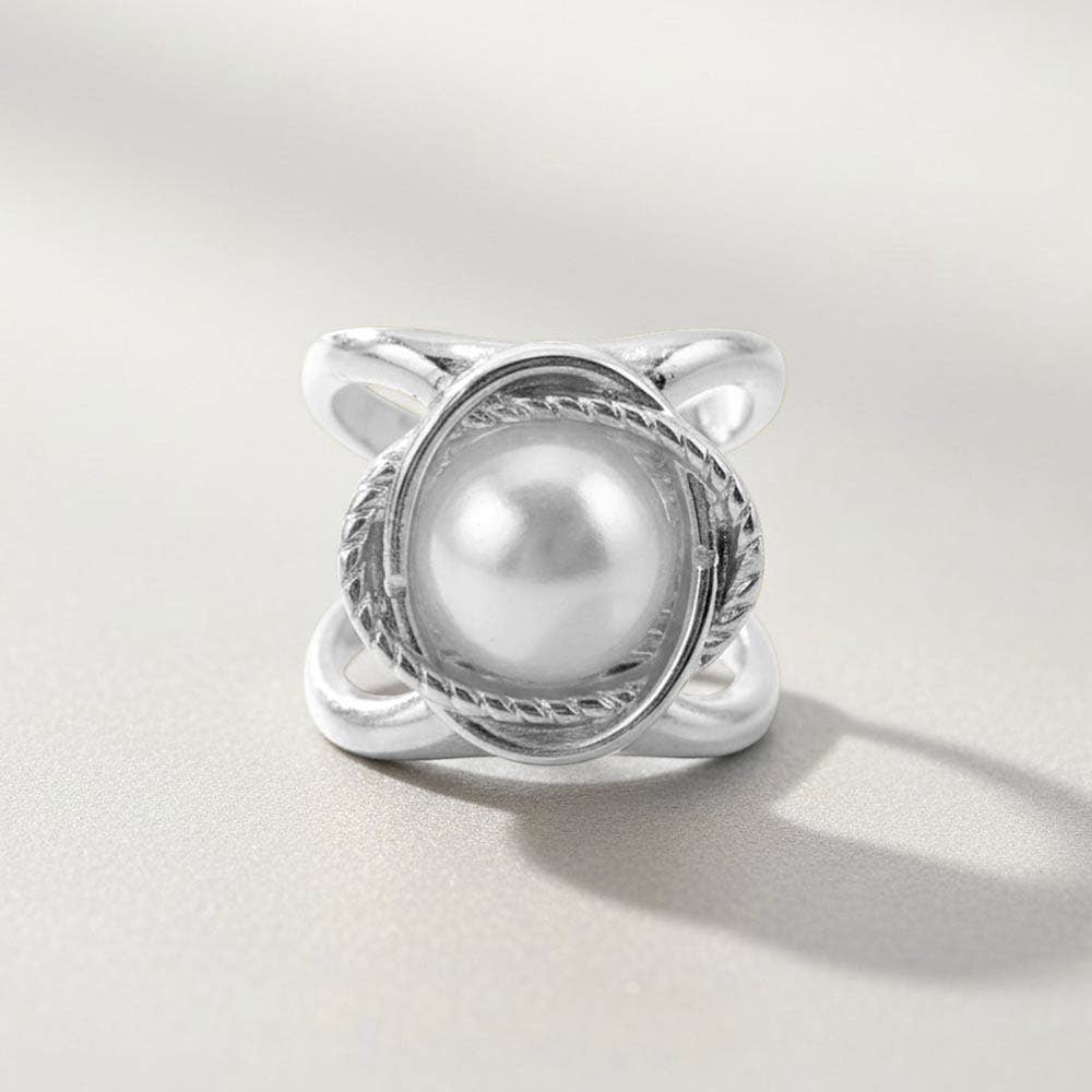 14K Gold Dipped Pearl Frame Scarf Ring