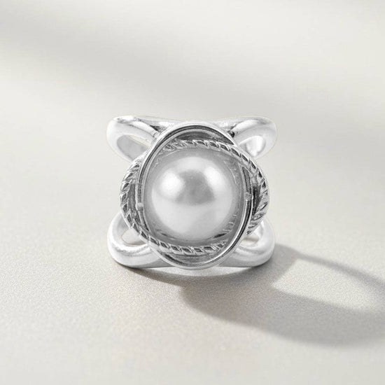 14K Gold Dipped Pearl Frame Scarf Ring