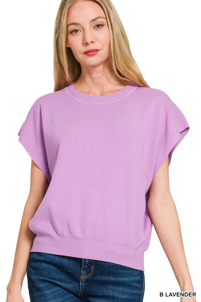 Crewneck Dolman Short-Sleeve Sweater