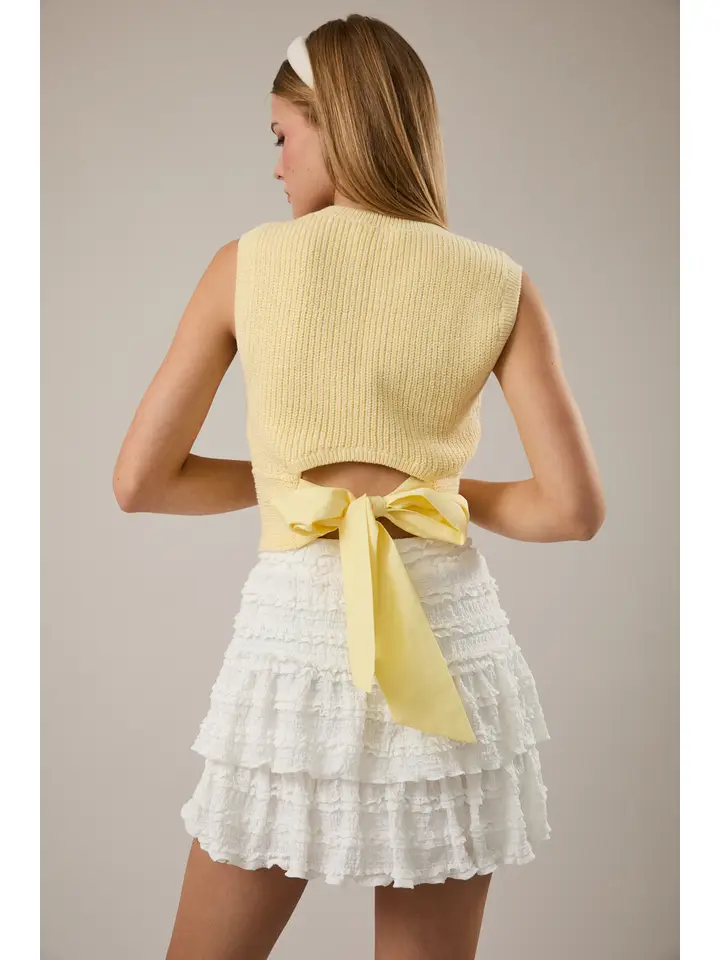 BOW BACK SLEEVELESS KNIT TOP