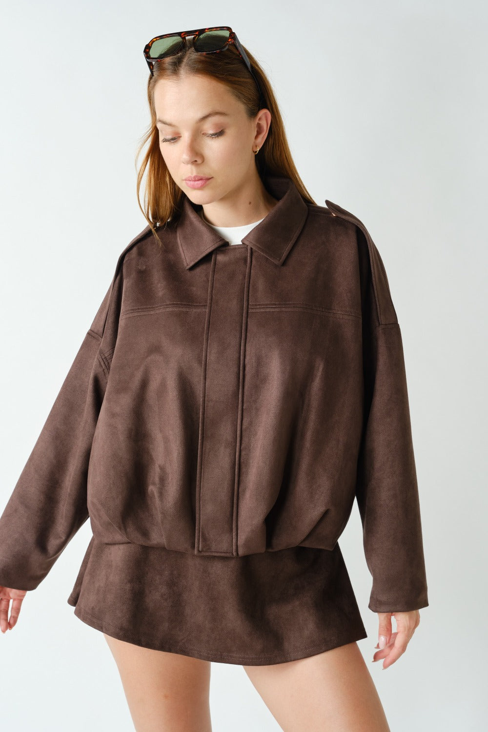 Brown Hudson jacket - zipper and pocket detail