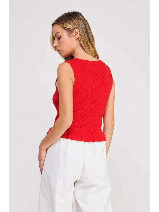 RIBBED KNIT PEPLUM TANK