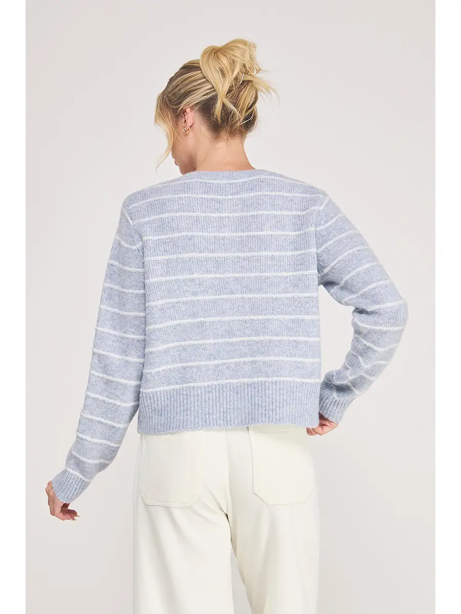 Light-blue striped button-front cardigan - product image 3