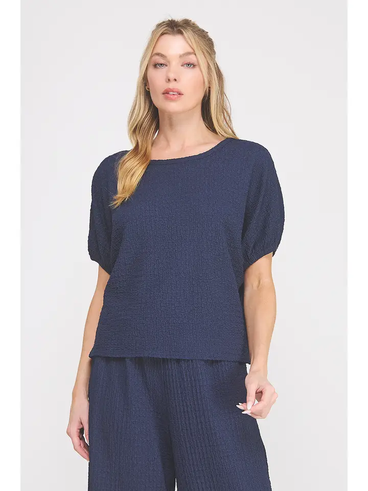 TEXTURED KNIT DOLMAN TOP