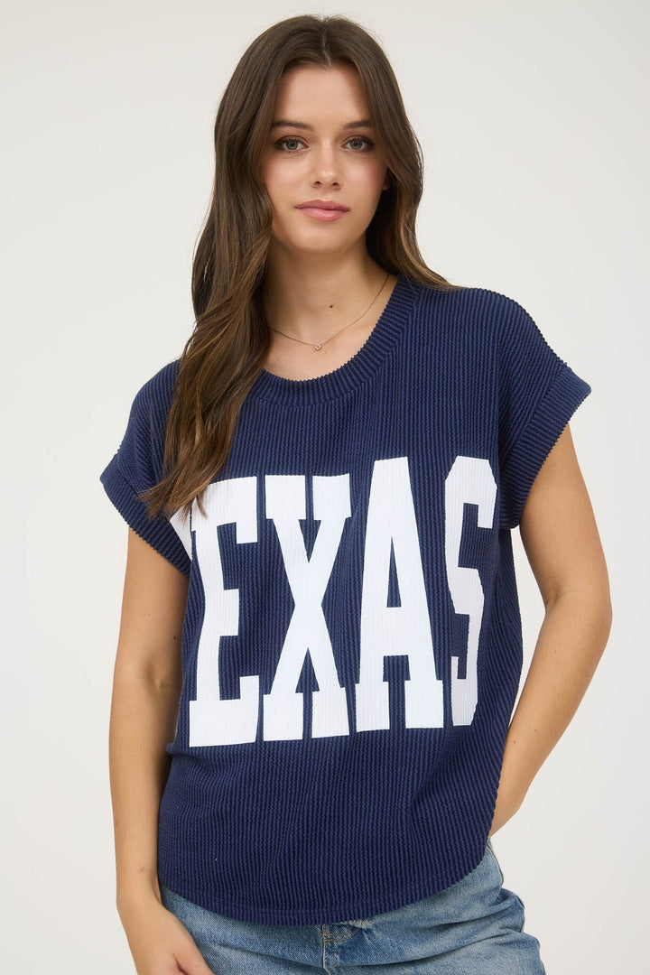 TEXAS SHORT SLEEVE  KNIT TOP