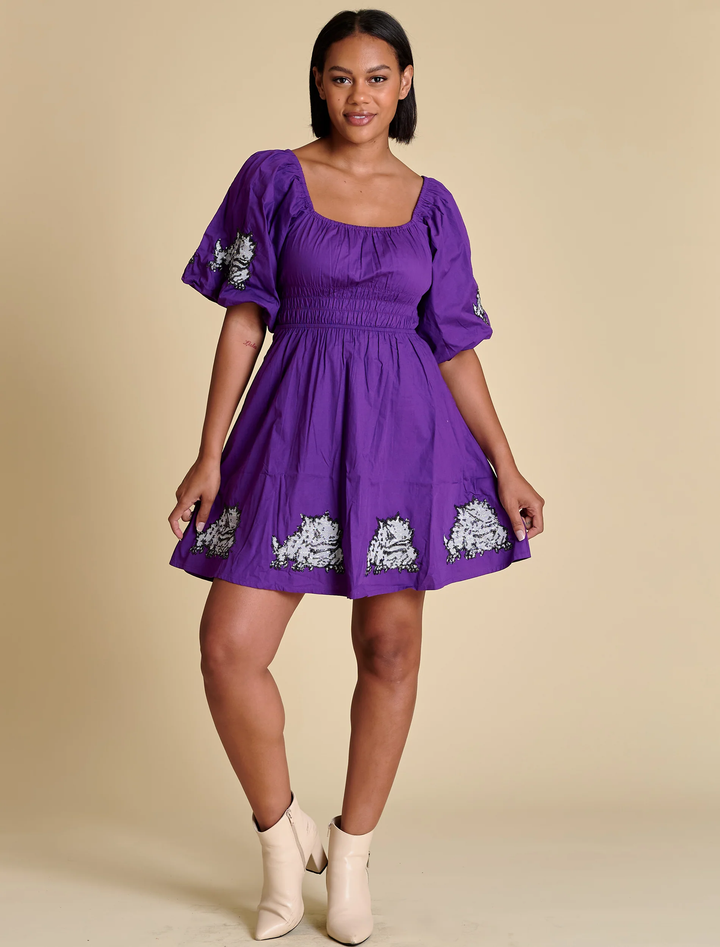 HORNED FROG PUFF SLEEVE DRESS