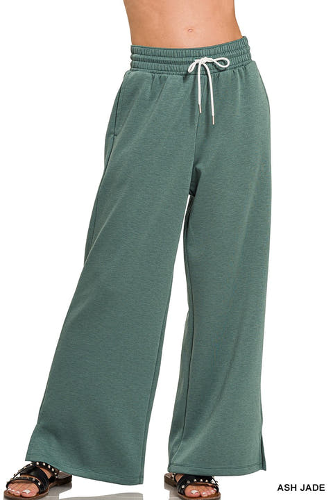 Ash Jade cloud-fleece drawstring pants with a wide-leg fit