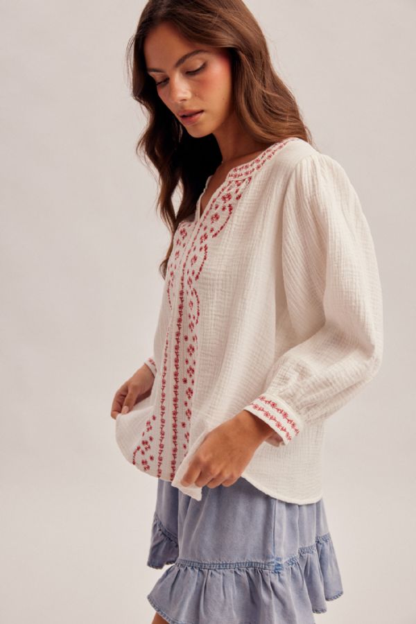 EMBROIDERED COTTON BLOUSE