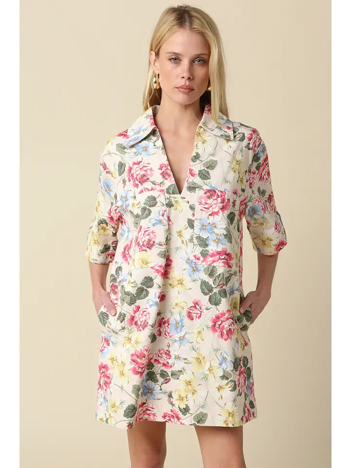 LYLA FLORAL COLLARD DRESS