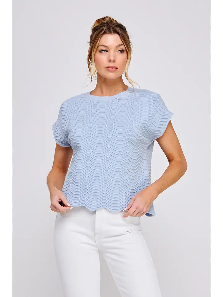 SCALLOP PATTERN KNIT TOP