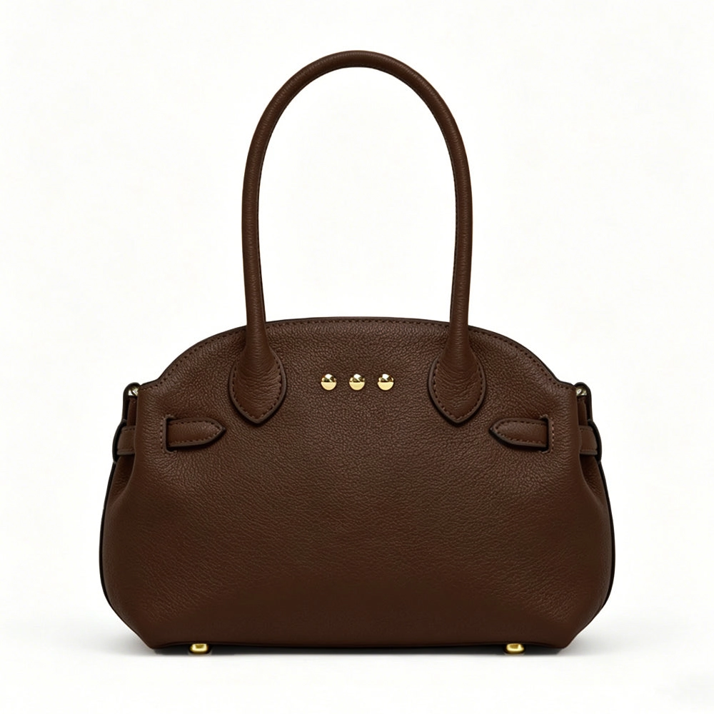 Veronica small tote in brown with rounded top handles