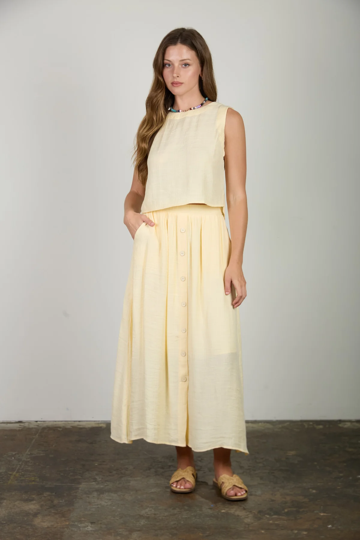 BUTTON DETAIL TOP/SKIRT SET