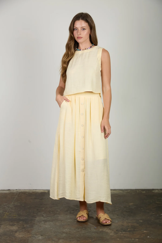 BUTTON DETAIL TOP/SKIRT SET