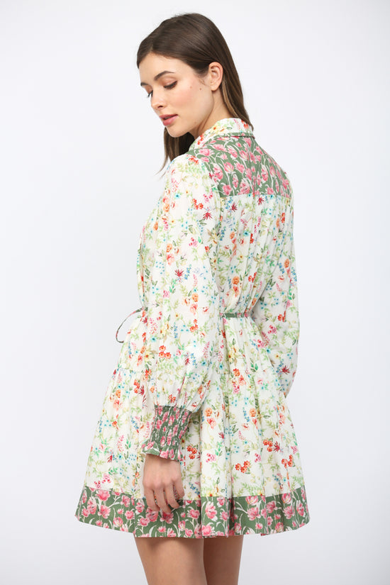 FLORAL PANEL SHIRT DRESS