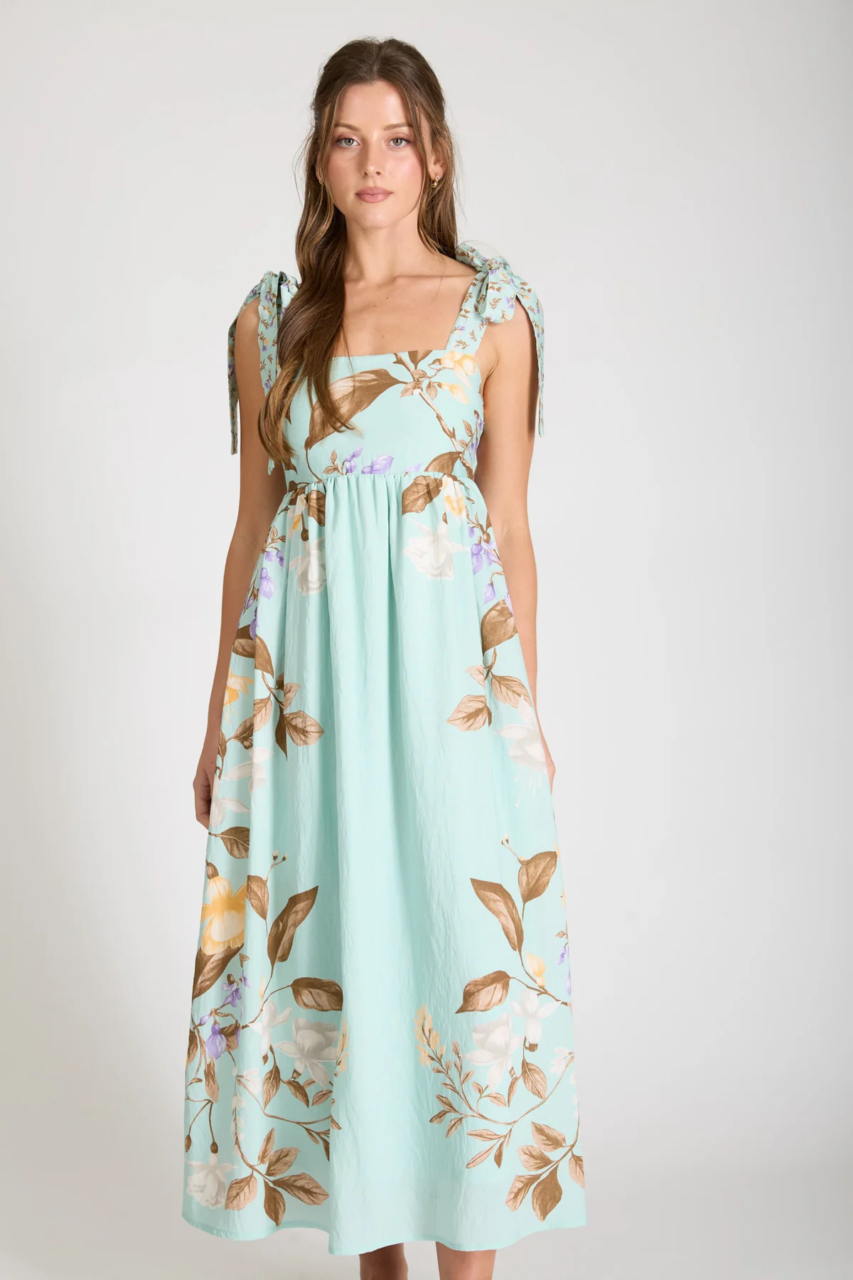 FLORAL EMPIRE WAIST MIDI DRESS
