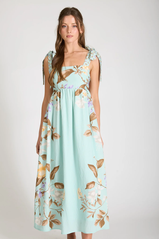 FLORAL EMPIRE WAIST MIDI DRESS