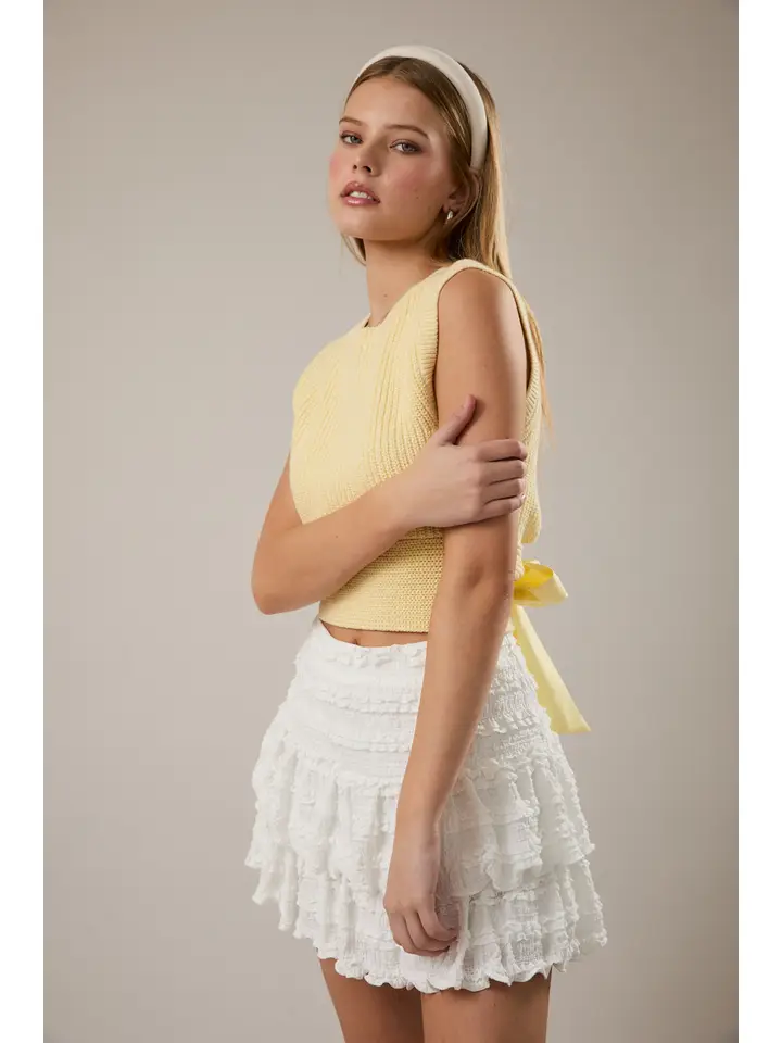 BOW BACK SLEEVELESS KNIT TOP