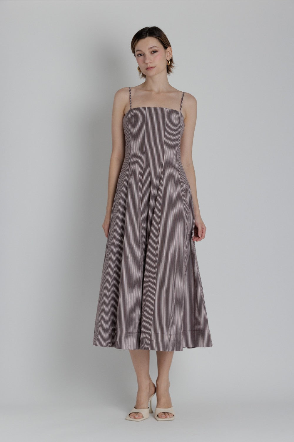 STRIPED PANEL MIDI DRESS