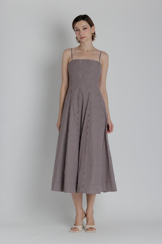 STRIPED PANEL MIDI DRESS