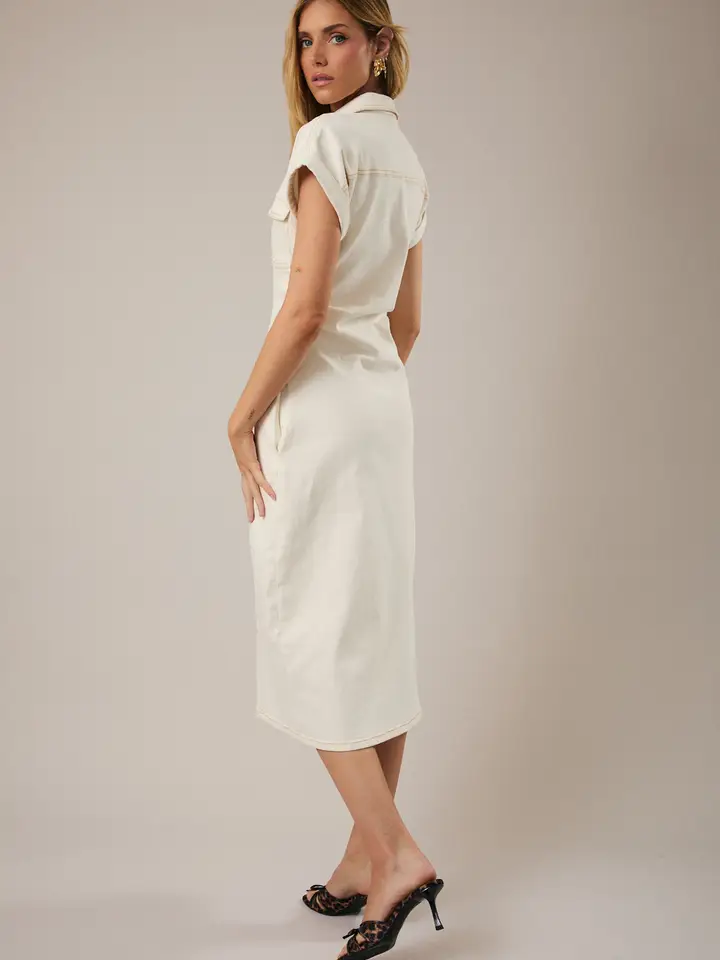 UTILITY DENIM MIDI DRESS