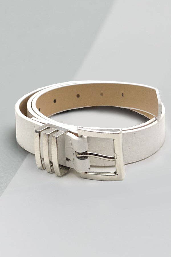 SQUARE BUCKLE LEATHER BELT