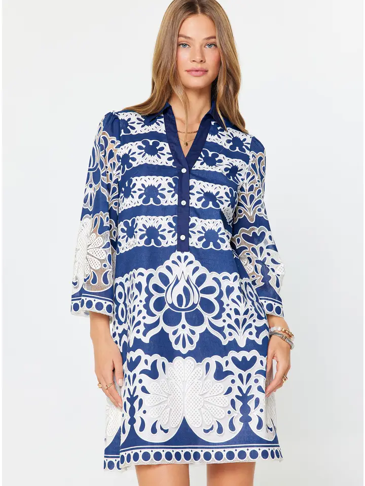 LACE EMBROIDERED MINI DRESS