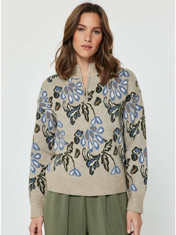 Jacquard 1/2 Zip Sweater