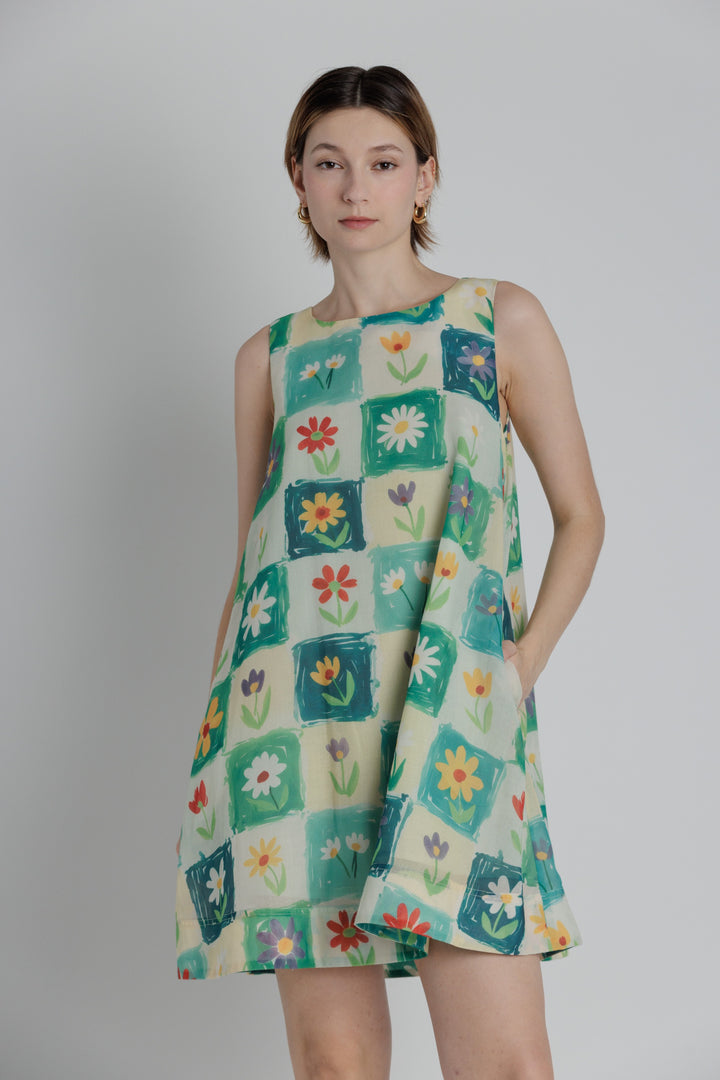 FLOWER PRINT MINI DRESS