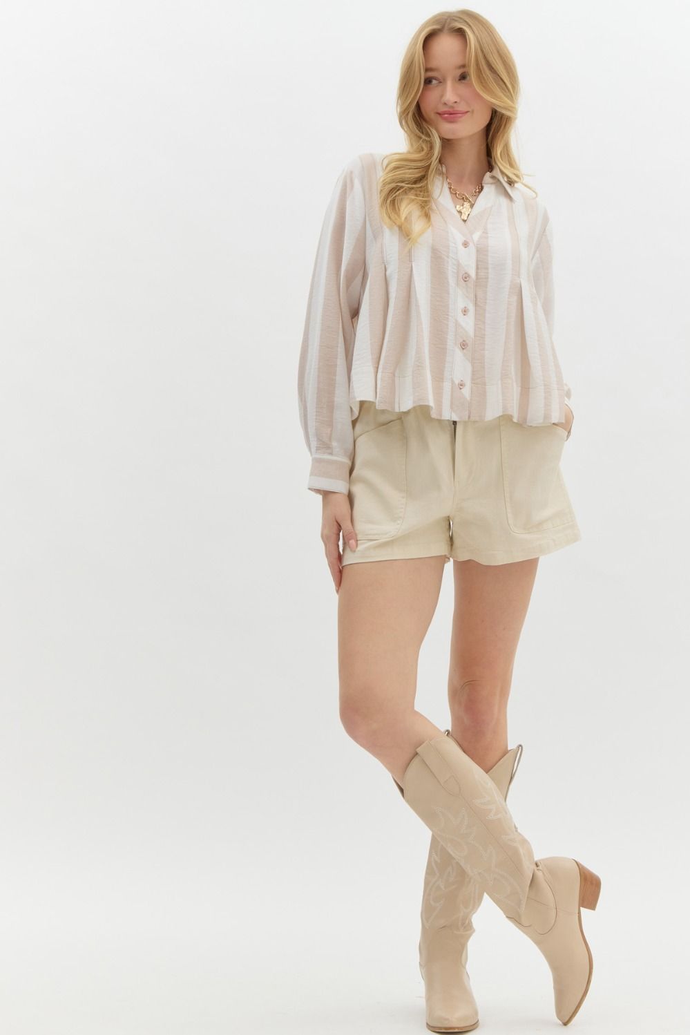 Sunkissed Stripes Button-Up Blouse