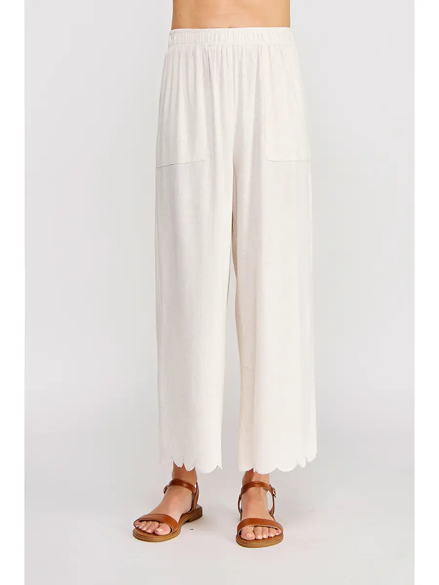 SCALLOP HEM LINEN PANT