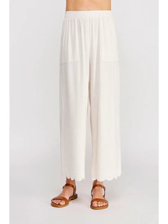 SCALLOP HEM LINEN PANT