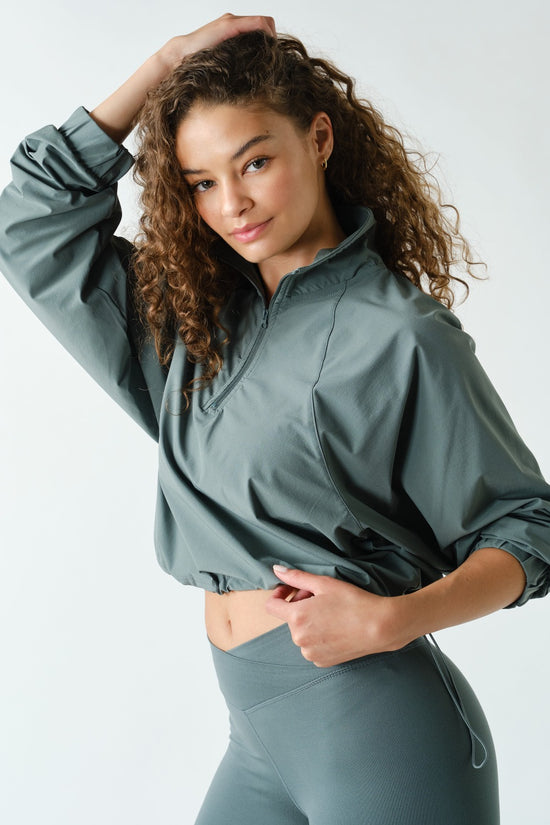 Green Novaflex half-zip pullover - front view