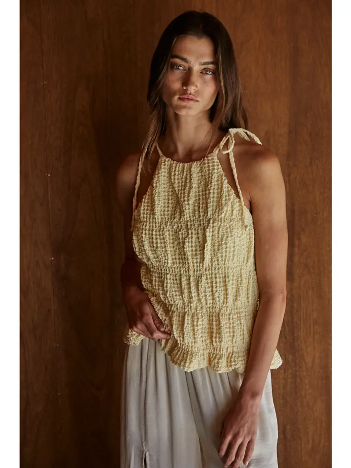 TIERED HALTER NECK TOP