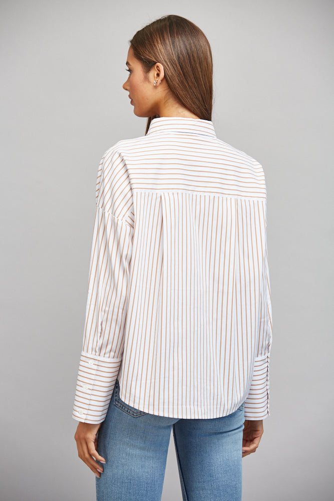 Striped cotton-blend shirt, side styling view
