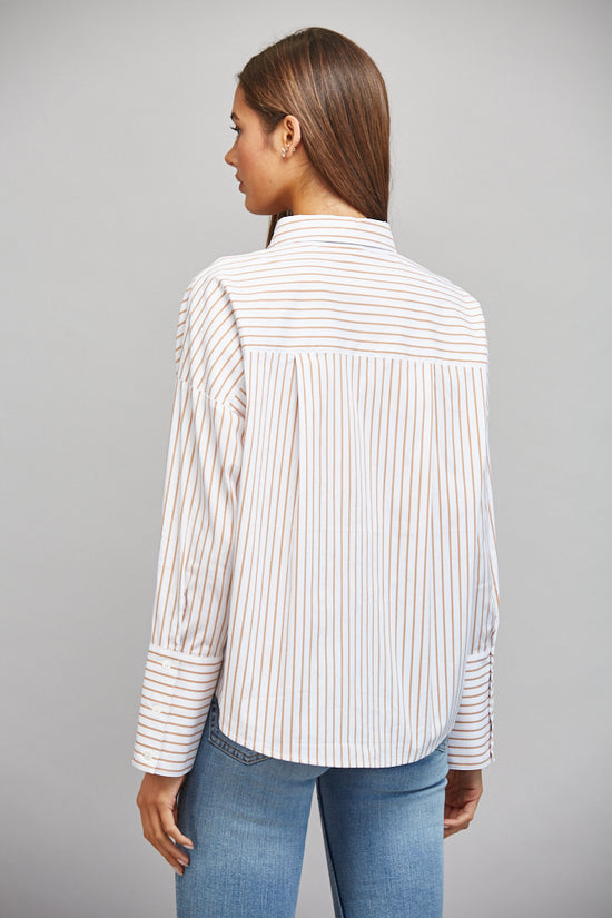 Striped cotton-blend shirt, side styling view