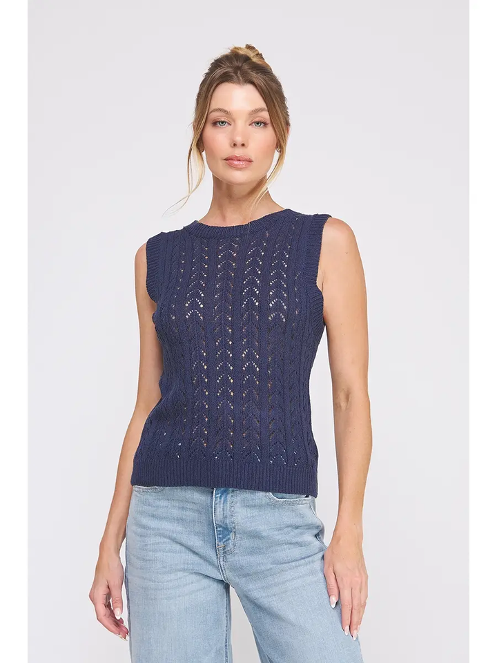 POINTELLE KNIT VEST TOP