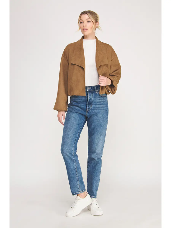 Light-brown faux-suede bubble-hem jacket - product image 3