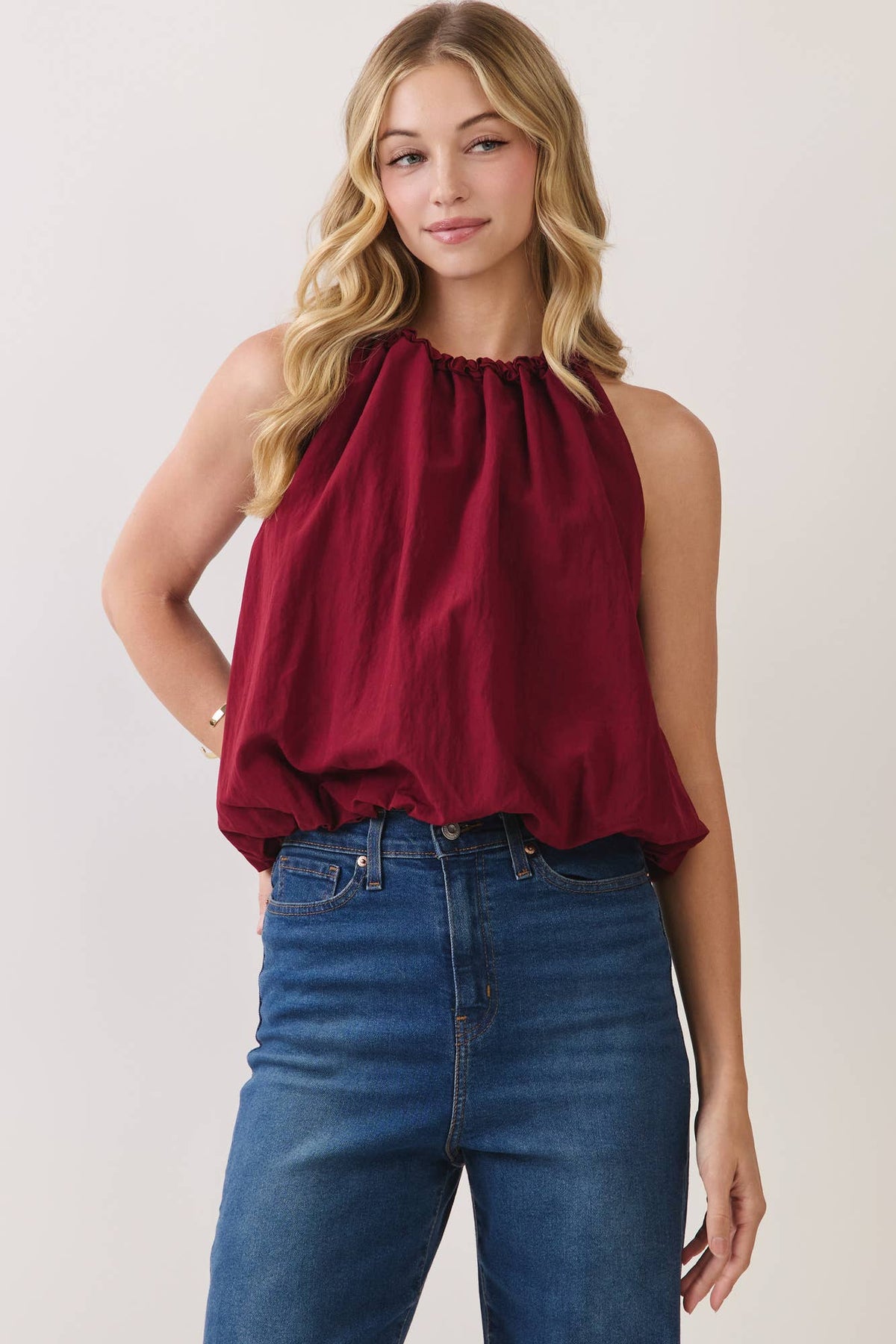 Gathered Halter Balloon Top