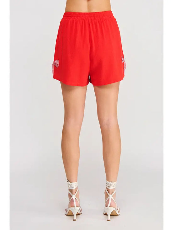 LINEN SHORTS W/ BOW HEM