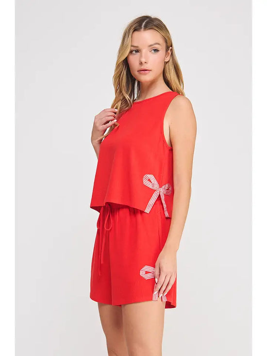 LINEN TANK W/ BOW HEM