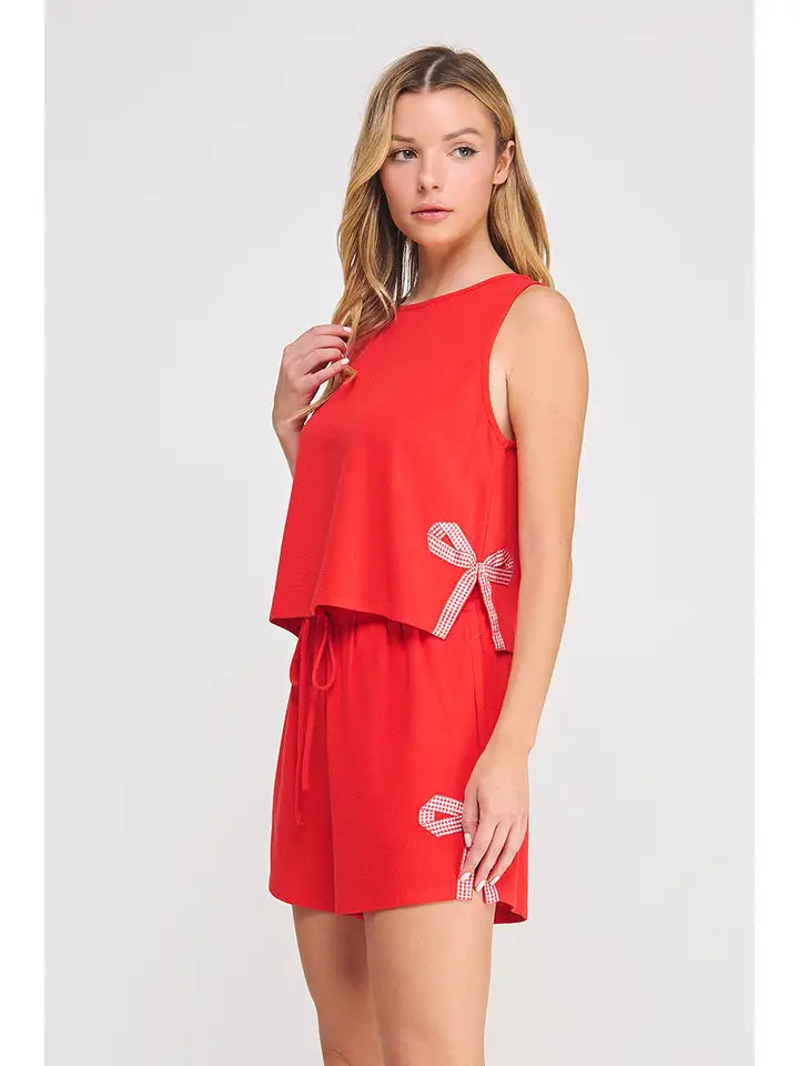 LINEN TANK W/ BOW HEM