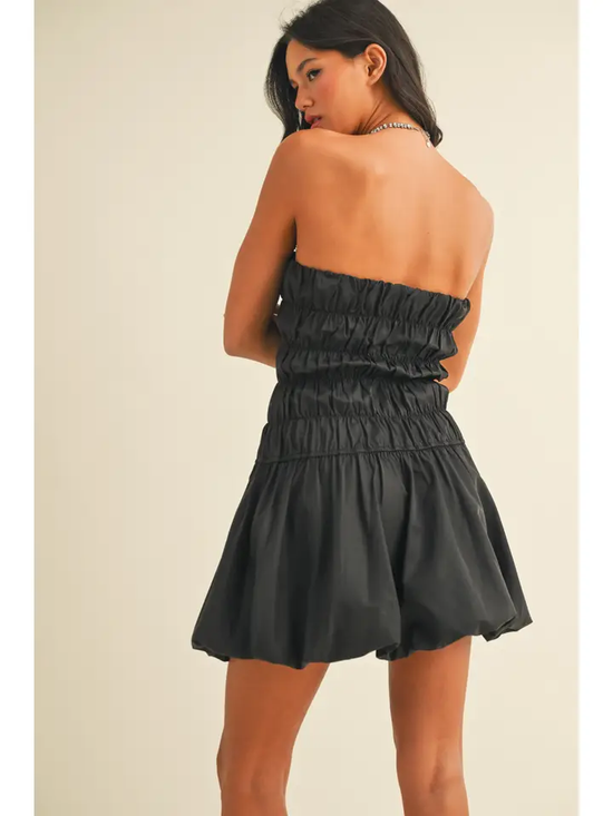 RUCHED TOP STRAPLESS MINI DRESS
