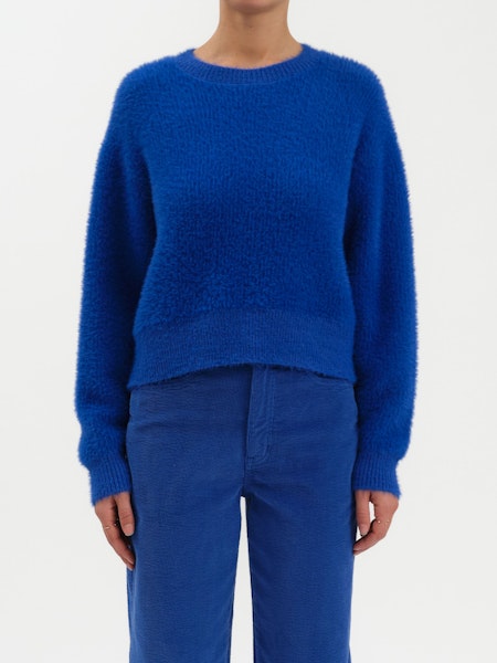 FUZZ CREWNECK EYELASH SWEATER